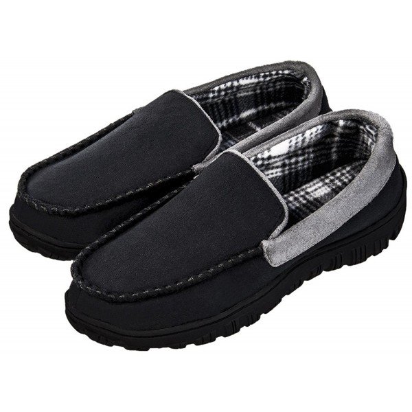 Outdoor Driving Moccasins Slippers - Black and Grey - C618025O2DU