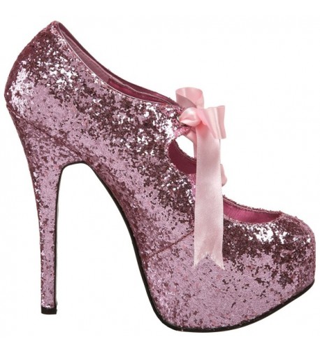 Bordello by Women's Teeze 10 Glitter Platform Pump - Baby Pink Glitter ...