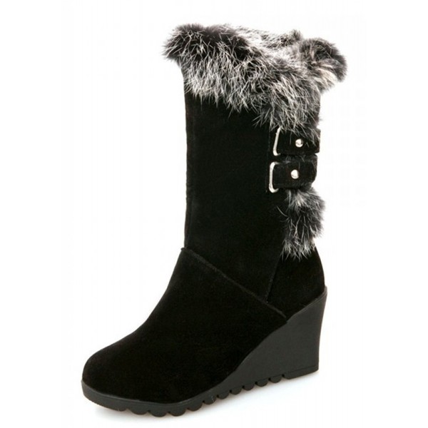 ladies wedge mid calf boots