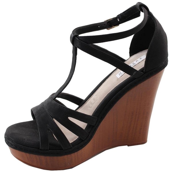 Elegant Footwear Womens T Strap Platform