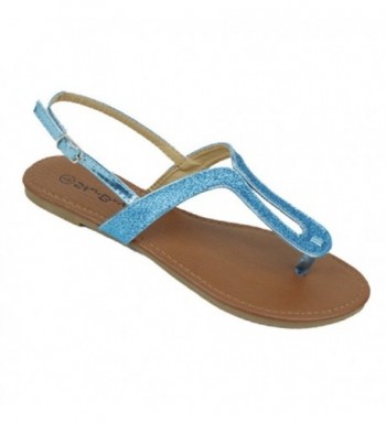 Womens Glitter Roman Gladiator Sandals - Blue 2227 - C311JEBJDID
