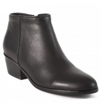 Riley Black Leather Ankle Boots with Rounded Toe Shape and Outside ...