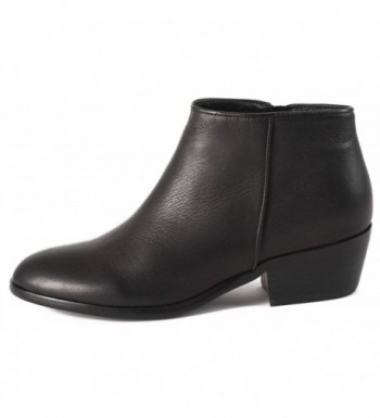 Riley Black Leather Ankle Boots with Rounded Toe Shape and Outside ...