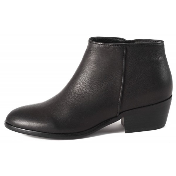 Riley Black Leather Ankle Boots with Rounded Toe Shape and Outside ...