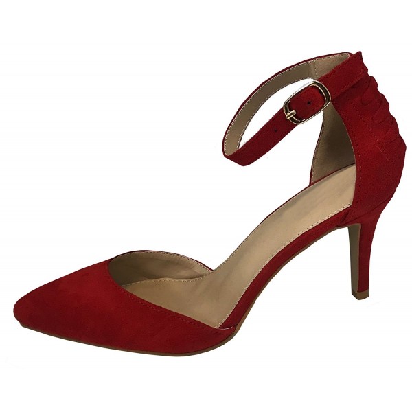 red mid heel shoes