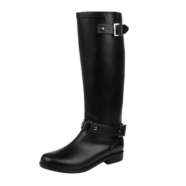 Women's Tall Rain Boots Zipper Adjustable Wellies Wellington Booties ...