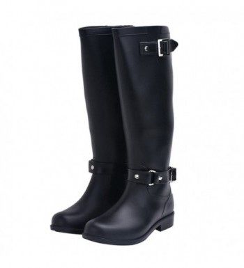 Women's Tall Rain Boots Zipper Adjustable Wellies Wellington Booties ...