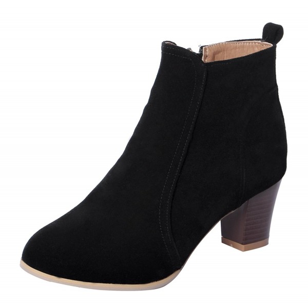 UJoowalk Leather Vintage Stacked Booties