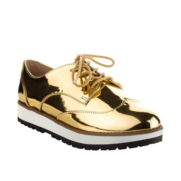 Qupid Fashion Metallic Flatform Platform