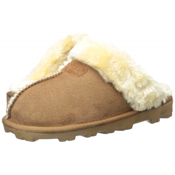 tan faux fur mule slippers