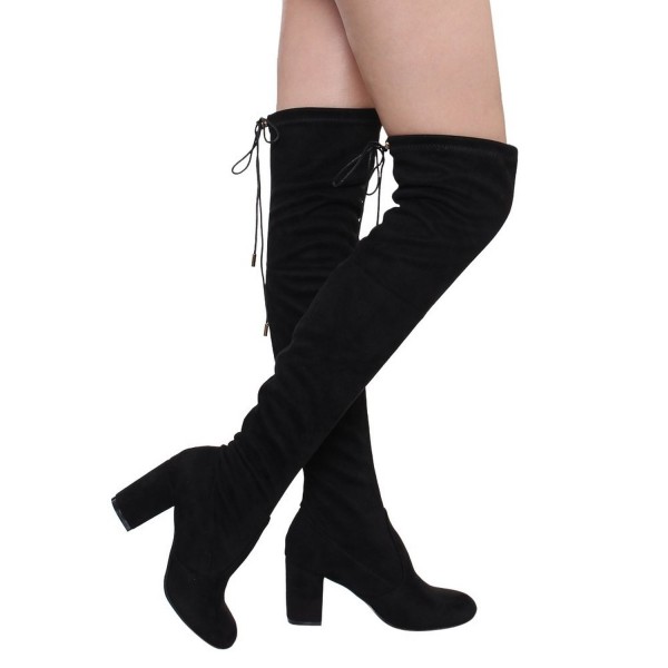 Womens Stretchy Drawstring Chunky Stiletto