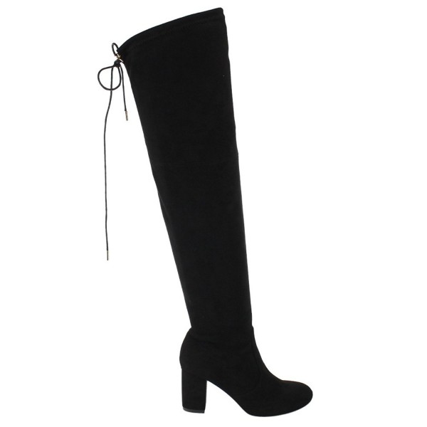Women's Thigh High Boots Stretchy Over The Knee Chunky Block Heel Boots ...