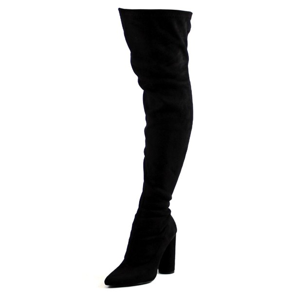 black fitted thigh high boots