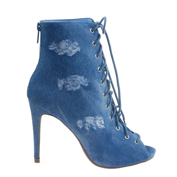 Delicious Womens Ripped Stiletto Bootie