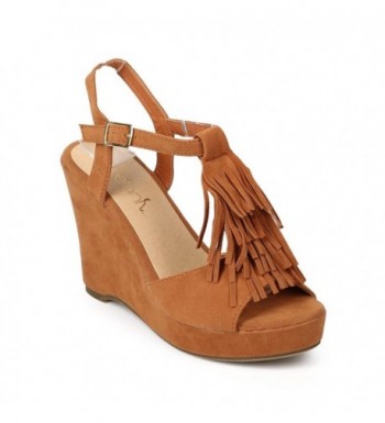 BETANI Women Fringe T Strap Sandal