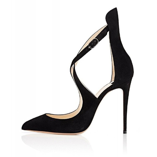 black pointed heel with ankle strap