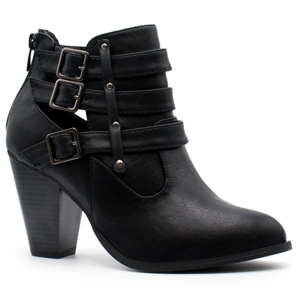womens black booties with buckles