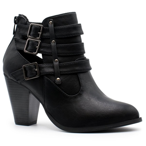 womens black block heel ankle boots