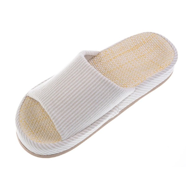 (TM) Unisex Vertical Stripes Indoor Cotton Flax House Slippers - Beige ...