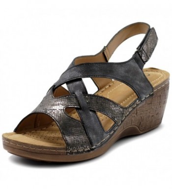 Ollio Womens Velcro Strappy Sandals
