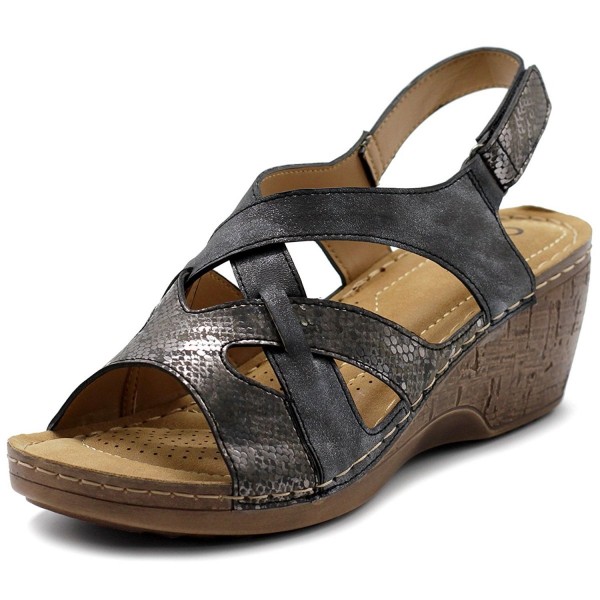 Ollio Womens Velcro Strappy Sandals