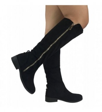 flat suede knee high womens boots