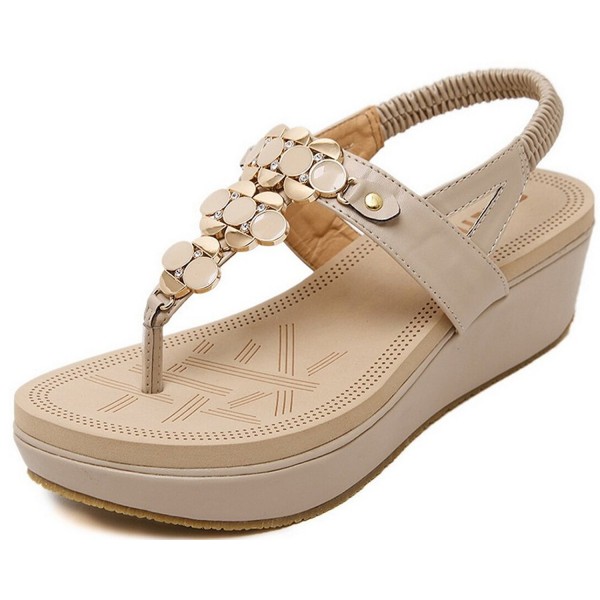 Beach Shoes Women's Wedge Sandals Diamond Summer Shoes-Platforms ...