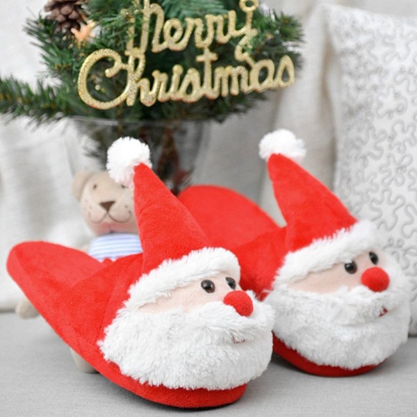Christmas Santa Claus Slippers Winter Warm Soft Plush Slippers Anti ...