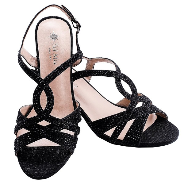Women's Low Heel Dress Wedding Sandals- Strappy Open Toe Sandal - Black ...