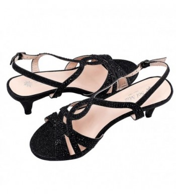 Women's Low Heel Dress Wedding Sandals- Strappy Open Toe Sandal - Black ...