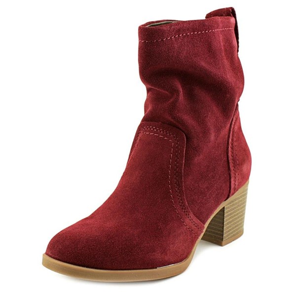 Buy > burgundy suede bootie > in stock