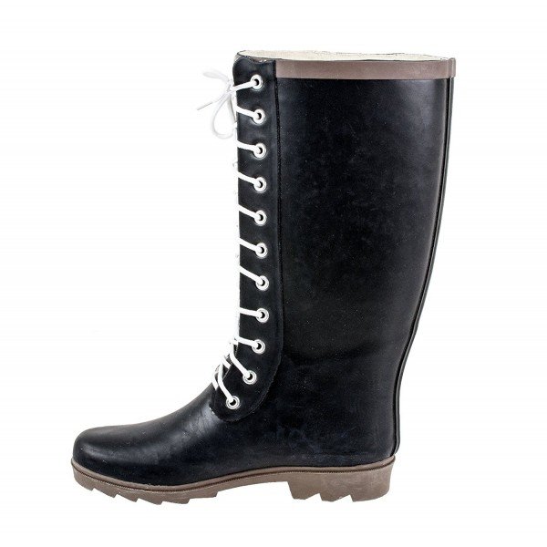 RAINDEARS Ladies Lace-up Rubber Rain Boots - Black - CI1165HWXYZ