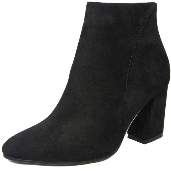 Women's Pointed Toe Stacked Chunky Heel Ankle Bootie - Black - CR184SS4DUS