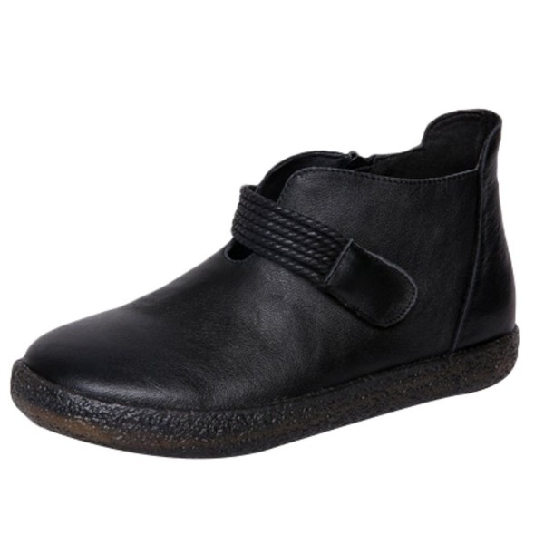 Minibee Womens Leather Velcro Bootie