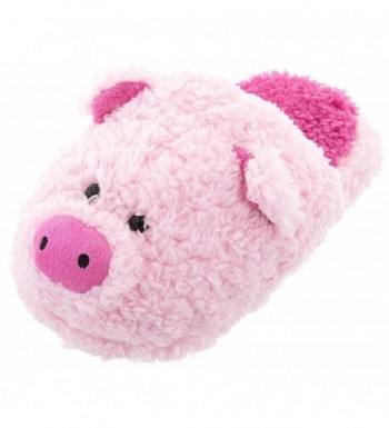 Womens Fuzzy Pink Pig Slippers