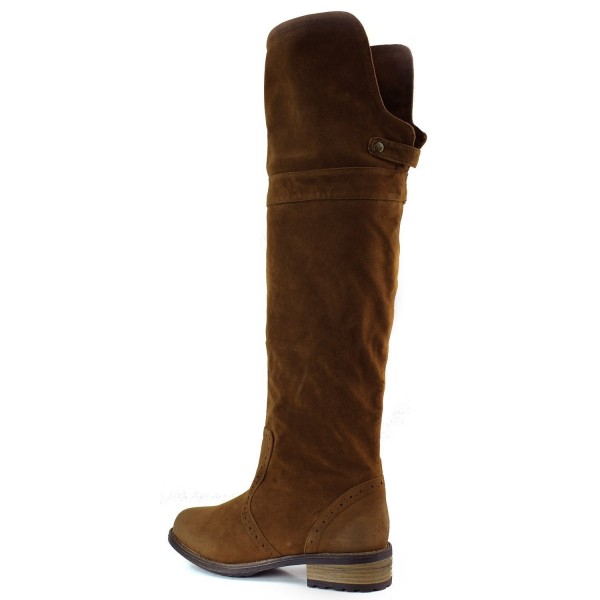 Women's Two Way Fold Down Knee High Cowboy Textured Vegan Boots - Rust ...