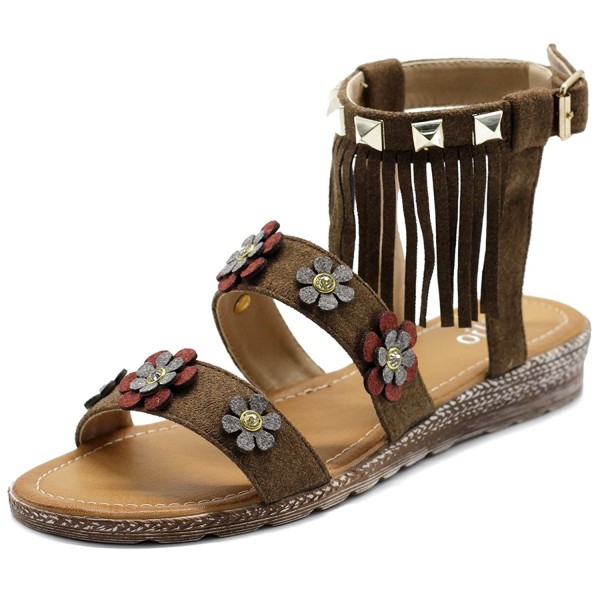 Ollio Womens Floral Fringe Sandal