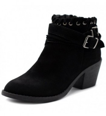 Ollio Women Suede Buckled Stacked