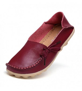 Womens Leather Loafers Driving Burgundy