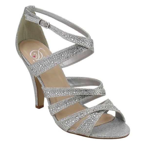 Women's peep toe rhinestone glitter crossing strap dance sandals MVE ...