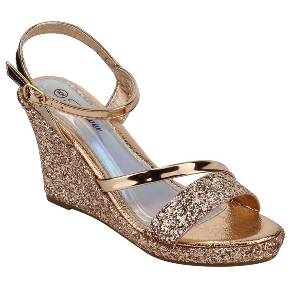 FQ54 Women's Glitter Ankle Strap Wrapped Wedge Heel Platform Sandals ...