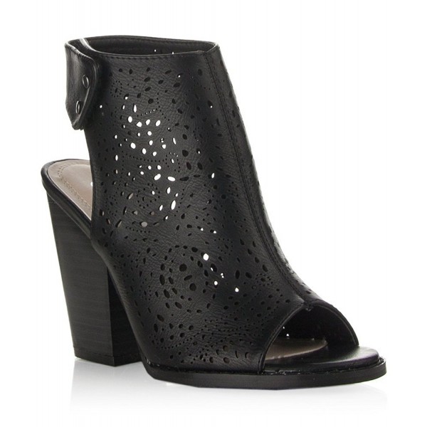 Womens Leatherette Stacked Sandal Booties Womens Leatherette Stacked Sandal Booties