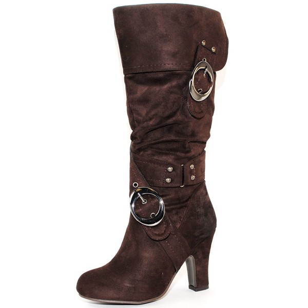 Womens Crossed Buckle Straps Boots