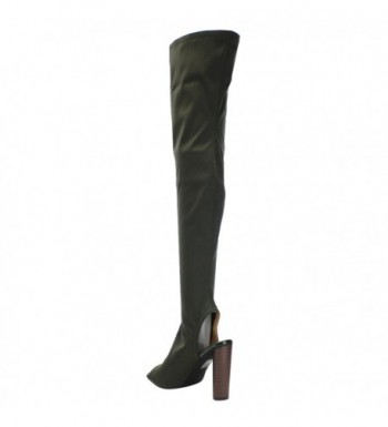 CONNIE-1 Womens Lycra Over the Knee Thigh High Peep Toe Boots - Olive ...