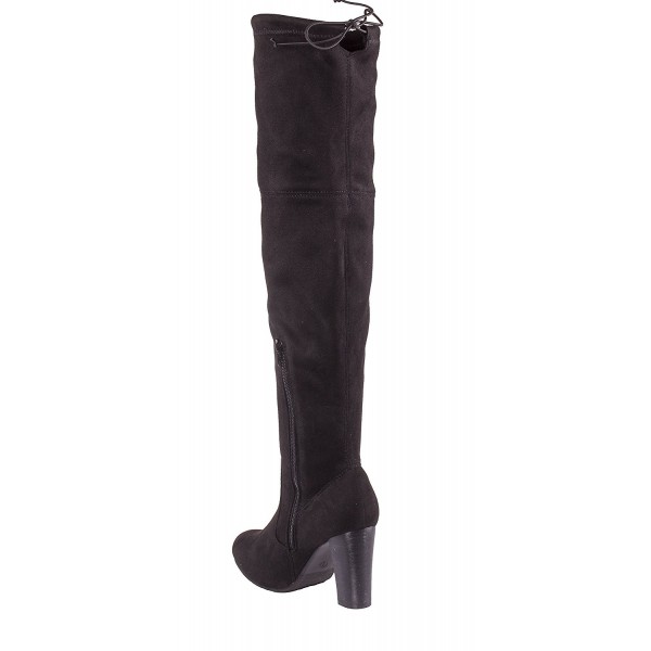 Women's Suede Thigh High Over-The-Knee Stacked Heeled Boot - Black ...