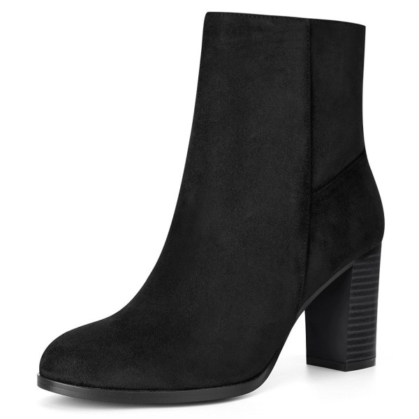 Women's Block High Heel Ankle Booties - Black - CK18680MKCX