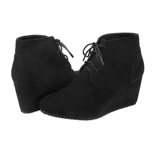 black ankle wedge boots