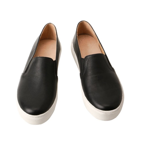 Women's Casual Footwear Faux Leather Slip On Loafer Shoes - Black ...