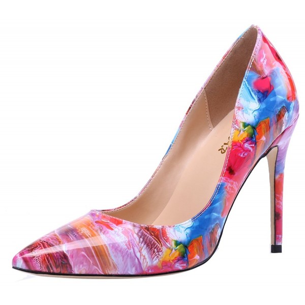 AOOAR Womens Multicolored Heeled Painted