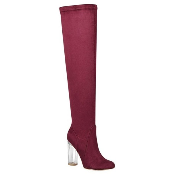 over the knee boots with clear heel